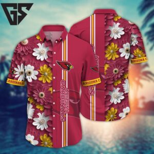 Arizona Cardinals Daisy Stripe Hawaiian Shirt Arizona Cardinals Daisy Stripe Hawaiian Shirt