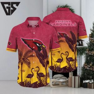 Arizona Cardinals Flamingo Paradise Hawaiian Shirt Arizona Cardinals Flamingo Paradise Hawaiian Shirt