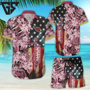 Arizona Cardinals Patriotic Tropical Hawaiian Shirt Arizona Cardinals Patriotic Tropical Hawaiian Shirt