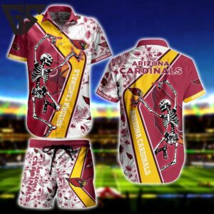 Arizona Cardinals Skeleton Victory Hawaiian Shirt Arizona Cardinals Skeleton Victory Hawaiian Shirt