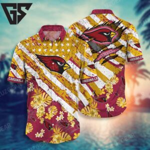 Arizona Cardinals Tropical Stripes Hawaiian Shirt Arizona Cardinals Tropical Stripes Hawaiian Shirt