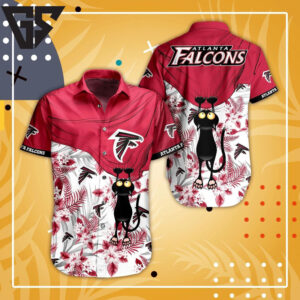 Atlanta Falcons Black Cat Hawaiian Shirt Atlanta Falcons Black Cat Hawaiian Shirt