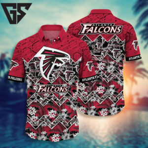 Atlanta Falcons Geometric Tropics Hawaiian Shirt Atlanta Falcons Geometric Tropics Hawaiian Shirt
