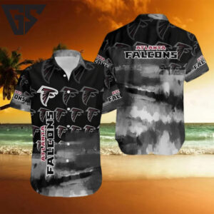 Atlanta Falcons Monochrome Wave Hawaiian Shirt Atlanta Falcons Monochrome Wave Hawaiian Shirt
