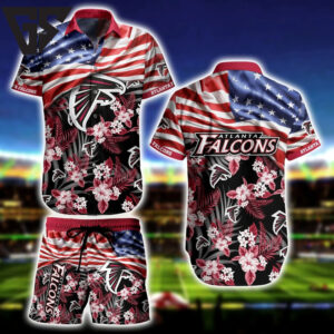 Atlanta Falcons Patriotic Floral Hawaiian Shirt Atlanta Falcons Patriotic Floral Hawaiian Shirt