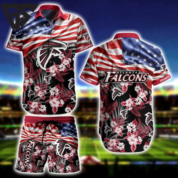 Atlanta Falcons Patriotic Floral Hawaiian Shirt