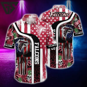 Atlanta Falcons Stars and Skulls Hawaiian Shirt Atlanta Falcons Stars and Skulls Hawaiian Shirt