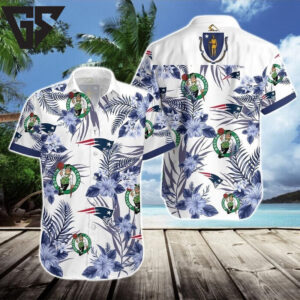 Boston Celtics Blue Tropical Patriots Hawaiian Shirt Boston Celtics Blue Tropical Patriots Hawaiian Shirt