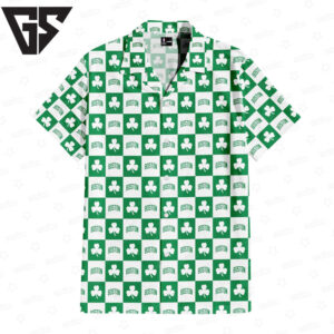 Boston Celtics Clover Checkerboard Hawaiian Shirt Boston Celtics Clover Checkerboard Hawaiian Shirt