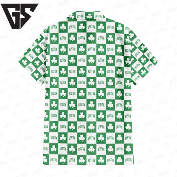 Boston Celtics Clover Checkerboard Hawaiian Shirt