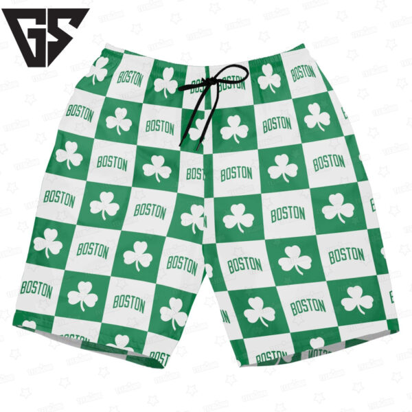 Boston Celtics Clover Checkerboard Hawaiian Shirt
