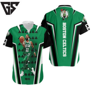 Boston Celtics Kyrie Irving 11 Shamrock Hawaiian Shirt Boston Celtics Kyrie Irving 11 Shamrock Hawaiian Shirt