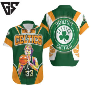 Boston Celtics Larry Bird 33 Vintage Artwork Hawaiian Shirt Boston Celtics Larry Bird 33 Vintage Artwork Hawaiian Shirt