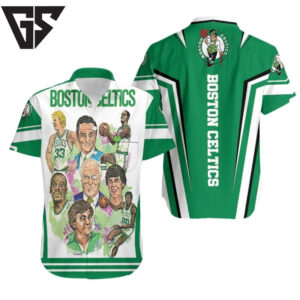 Boston Celtics Legends Portrait Hawaiian Shirt Boston Celtics Legends Portrait Hawaiian Shirt