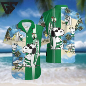 Boston Celtics Snoopy Beach Hawaiian Shirt Boston Celtics Snoopy Beach Hawaiian Shirt