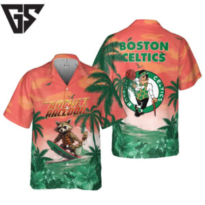 Boston Celtics Tropical Raccoon Hawaiian Shirt Boston Celtics Tropical Raccoon Hawaiian Shirt