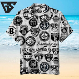 Brooklyn Nets Iconic Logo Hawaiian Shirt Brooklyn Nets Iconic Logo Hawaiian Shirt