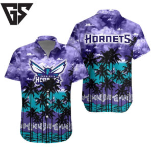 Charlotte Hornets Sunset Palms Hawaiian Shirt Charlotte Hornets Sunset Palms Hawaiian Shirt