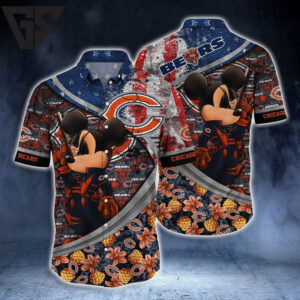 Chicago Bears Americana Fun Hawaiian Shirt Chicago Bears Americana Fun Hawaiian Shirt