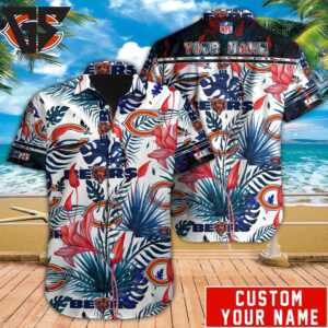 Chicago Bears Custom Floral Tropical Hawaiian Shirt Chicago Bears Custom Floral Tropical Hawaiian Shirt
