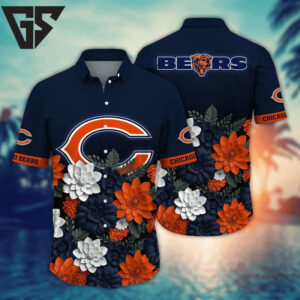 Chicago Bears Floral Bloom Hawaiian Shirt Chicago Bears Floral Bloom Hawaiian Shirt