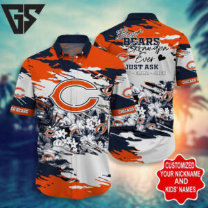Chicago Bears Floral Family Custom Hawaiian Shirt Chicago Bears Floral Family Custom Hawaiian Shirt
