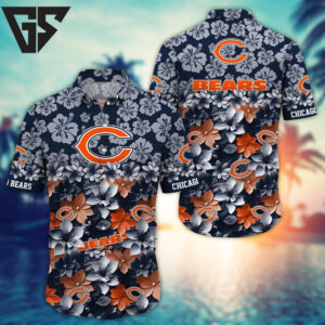 Chicago Bears Floral Fanatic Hawaiian Shirt Chicago Bears Floral Fanatic Hawaiian Shirt