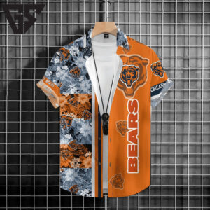 Chicago Bears Floral Fusion Hawaiian Shirt Chicago Bears Floral Fusion Hawaiian Shirt