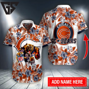 Chicago Bears Floral Roar Custom Hawaiian Shirt Chicago Bears Floral Roar Custom Hawaiian Shirt