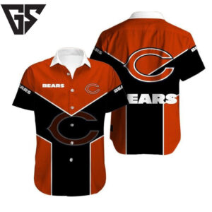 Chicago Bears Nice Orange Dark Blue Hawaiian Shirt Chicago Bears Nice Orange Dark Blue Hawaiian Shirt