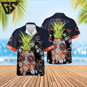 Chicago Bears Pineapple In Dark Blue Edition Hawaiian Shirt Chicago Bears Pineapple In Dark Blue Edition Hawaiian Shirt