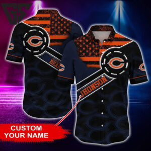 Chicago Bears Stars & Stripes Custom Hawaiian Shirt Chicago Bears Stars & Stripes Custom Hawaiian Shirt