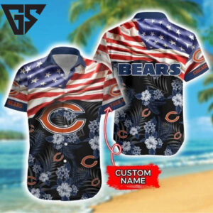 Chicago Bears Stars and Stripes Hawaiian Shirt Chicago Bears Stars and Stripes Hawaiian Shirt