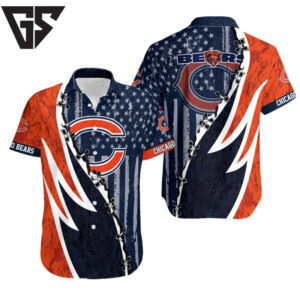 Chicago Bears Swing In Orange Dark Blue Stars Hawaiian Shirt Chicago Bears Swing In Orange Dark Blue Stars Hawaiian Shirt