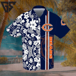 Chicago Bears Tropical Stripe Hawaiian Shirt Chicago Bears Tropical Stripe Hawaiian Shirt