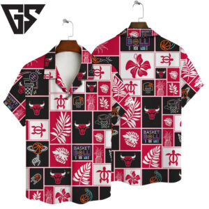 Chicago Bulls Tropical Block Hawaiian Shirt