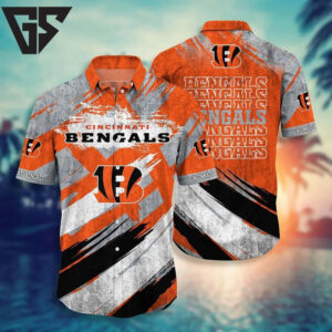 Cincinnati Bengals Abstract Stripes Hawaiian Shirt Cincinnati Bengals Abstract Stripes Hawaiian Shirt