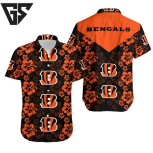 Cincinnati Bengals Bold Hibiscus Hawaiian Shirt Cincinnati Bengals Bold Hibiscus Hawaiian Shirt
