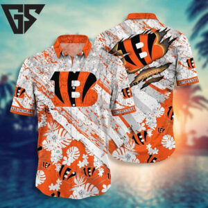 Cincinnati Bengals Cracked Tropics Hawaiian Shirt Cincinnati Bengals Cracked Tropics Hawaiian Shirt