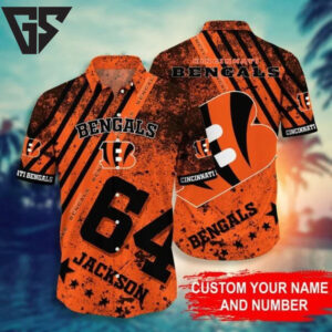 Cincinnati Bengals Custom Grunge Jersey Hawaiian Shirt