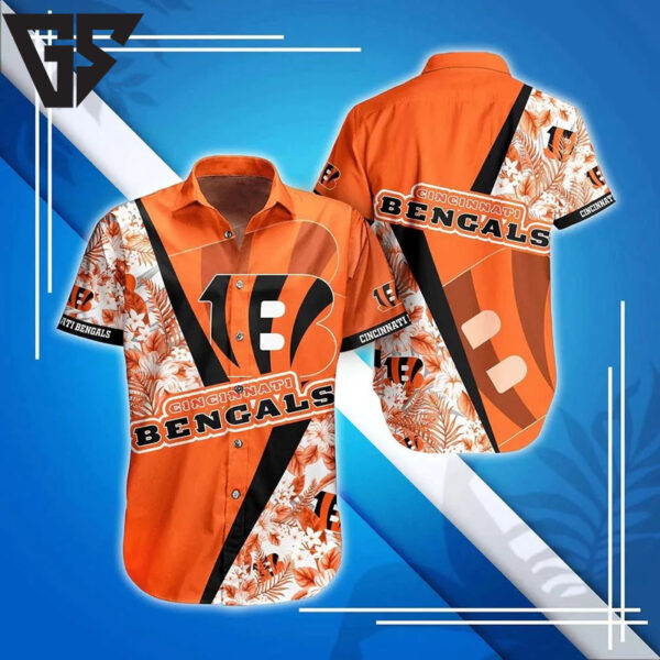 Cincinnati Bengals Diagonal Floral Hawaiian Shirt