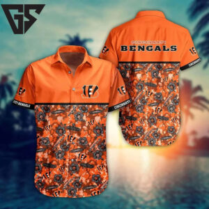 Cincinnati Bengals Floral Camo Hawaiian Shirt Cincinnati Bengals Floral Camo Hawaiian Shirt