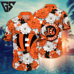 Cincinnati Bengals Floral Explosion Hawaiian Shirt Cincinnati Bengals Floral Explosion Hawaiian Shirt