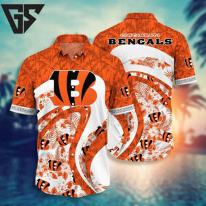 Cincinnati Bengals Floral Wave Hawaiian Shirt Cincinnati Bengals Floral Wave Hawaiian Shirt