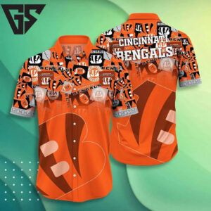 Cincinnati Bengals Graphic Burst Hawaiian Shirt Cincinnati Bengals Graphic Burst Hawaiian Shirt