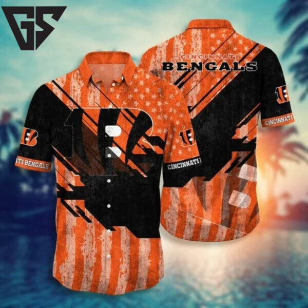 Cincinnati Bengals Grunge Stripes Hawaiian Shirt