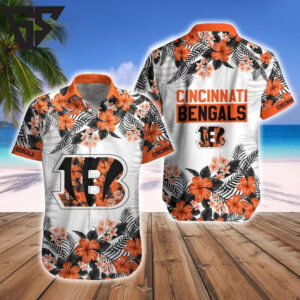Cincinnati Bengals Hibiscus Bloom Hawaiian Shirt Cincinnati Bengals Hibiscus Bloom Hawaiian Shirt