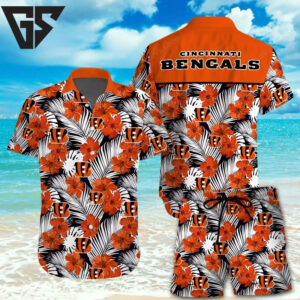 Cincinnati Bengals Hibiscus Paradise Hawaiian Shirt Cincinnati Bengals Hibiscus Paradise Hawaiian Shirt