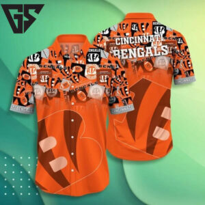 Cincinnati Bengals Logo Frenzy Hawaiian Shirt Cincinnati Bengals Logo Frenzy Hawaiian Shirt
