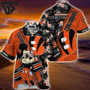 Cincinnati Bengals Mickey Tropical Hawaiian Shirt Cincinnati Bengals Mickey Tropical Hawaiian Shirt